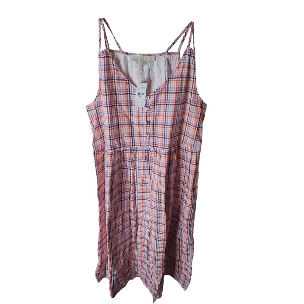 Loft Cotton/Spandex Plaid Dress, NWT, Size 6